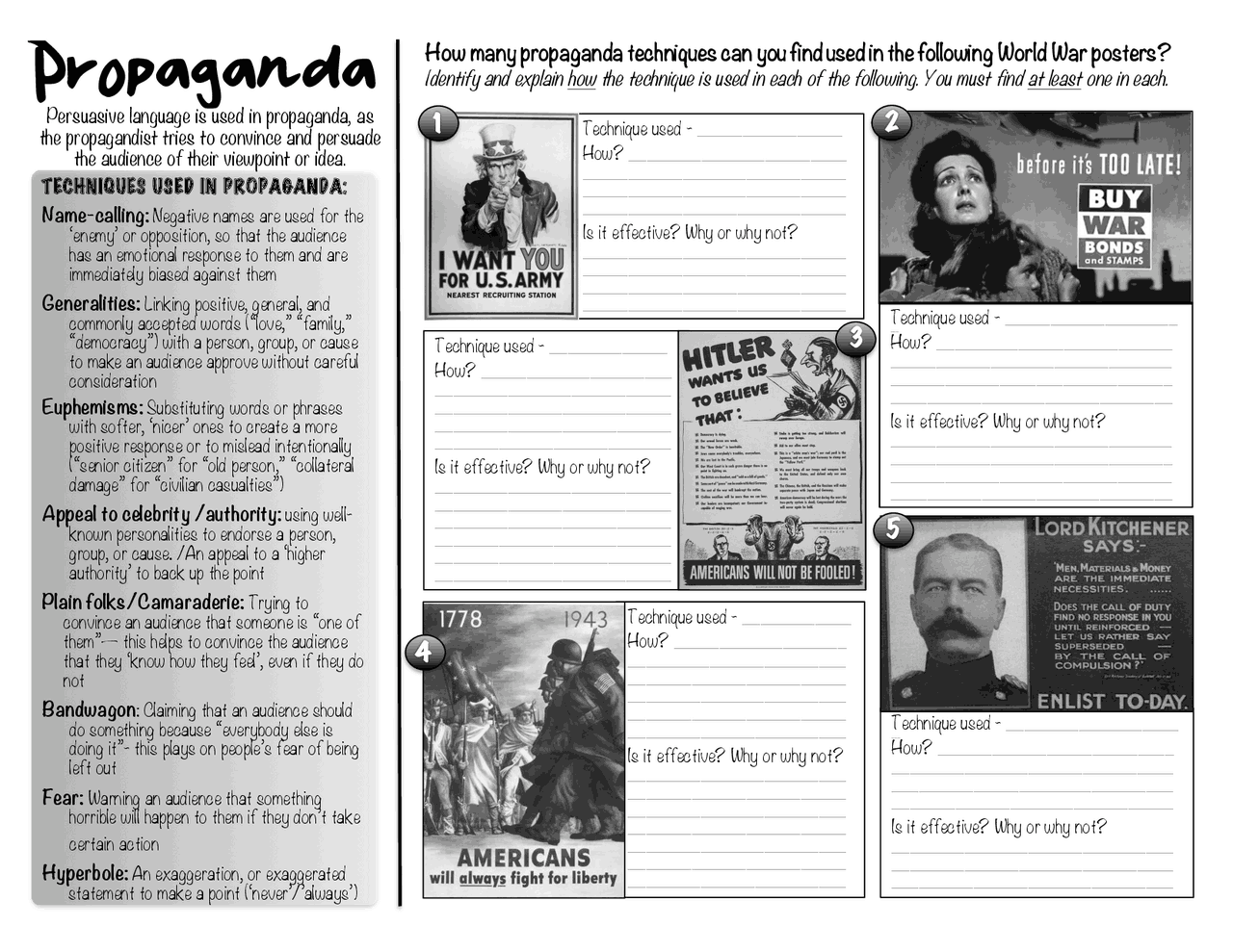 Propaganda Worksheet Study Notes Celebrity Docsity