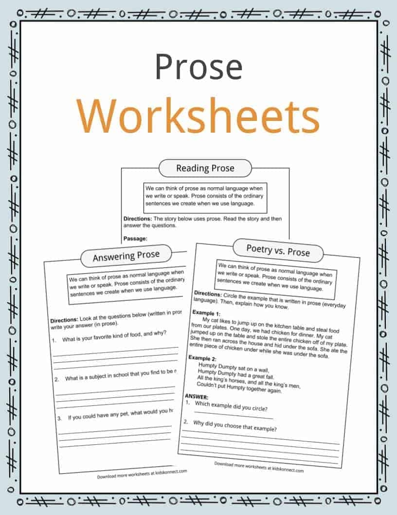 Prose Reading Answering Examples Definition Worksheets For Kids Character Profile Template Reading Response Worksheet Top Teacher