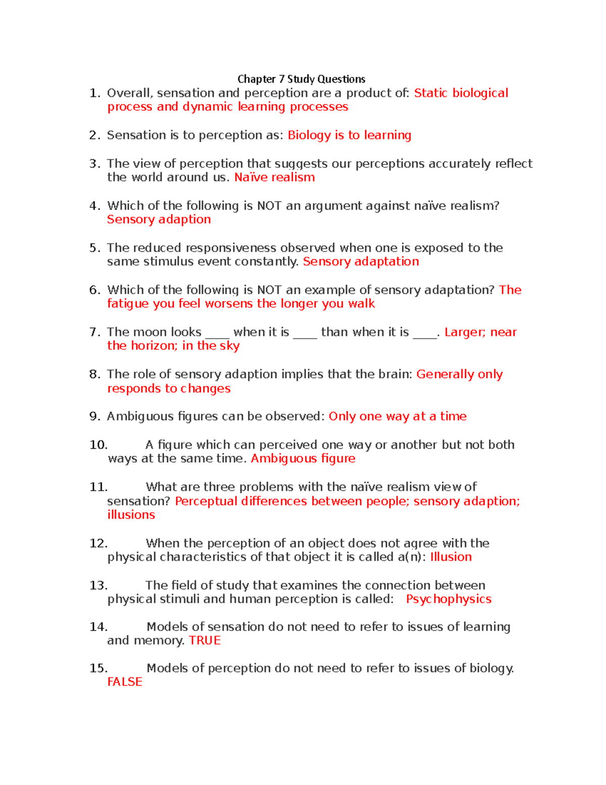 Sensation And Perception Word Search WordMint