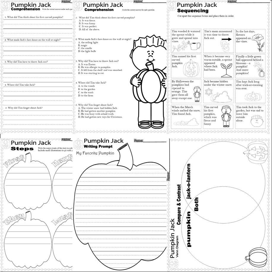 Pumpkin Jack Halloween Read Aloud Book Study Companion Comprehension Worksheets Classful