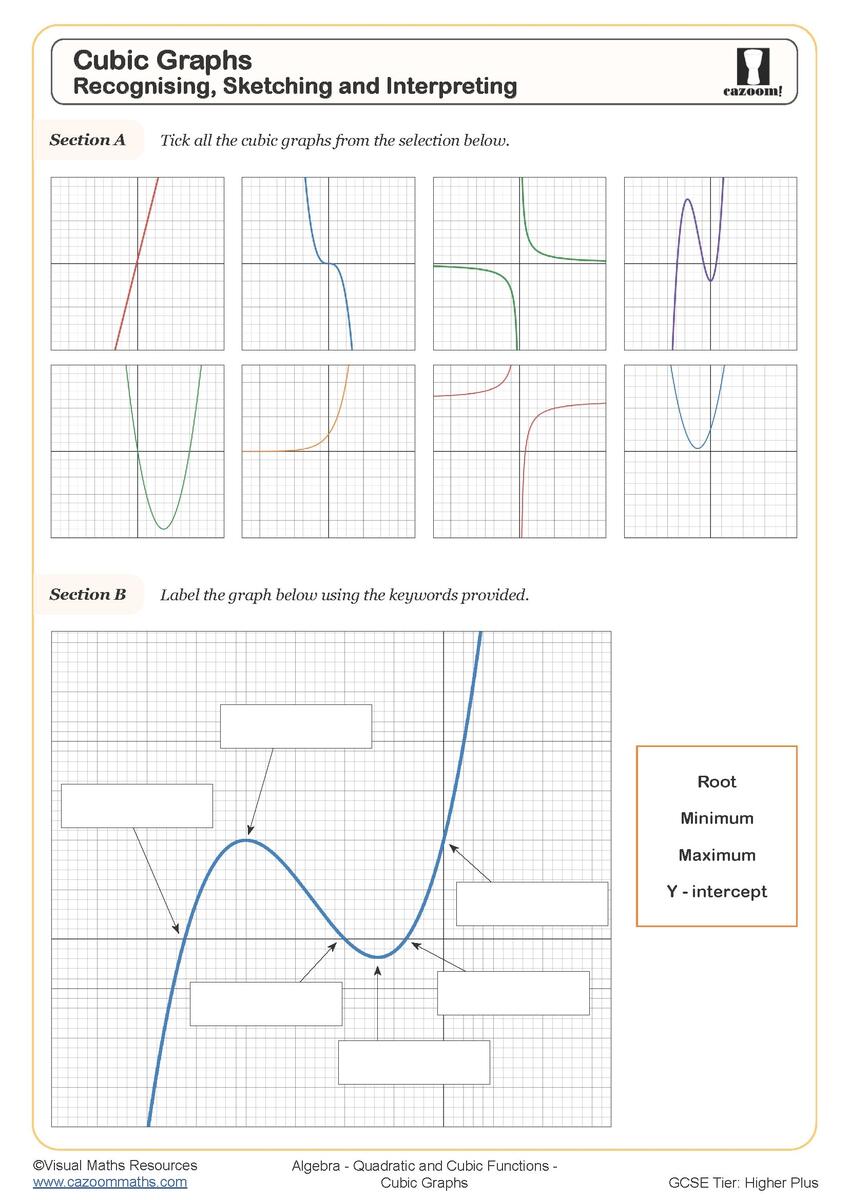 Quadratic Cubic Reciprocal And Exponential Graphs FREE Teaching Resources