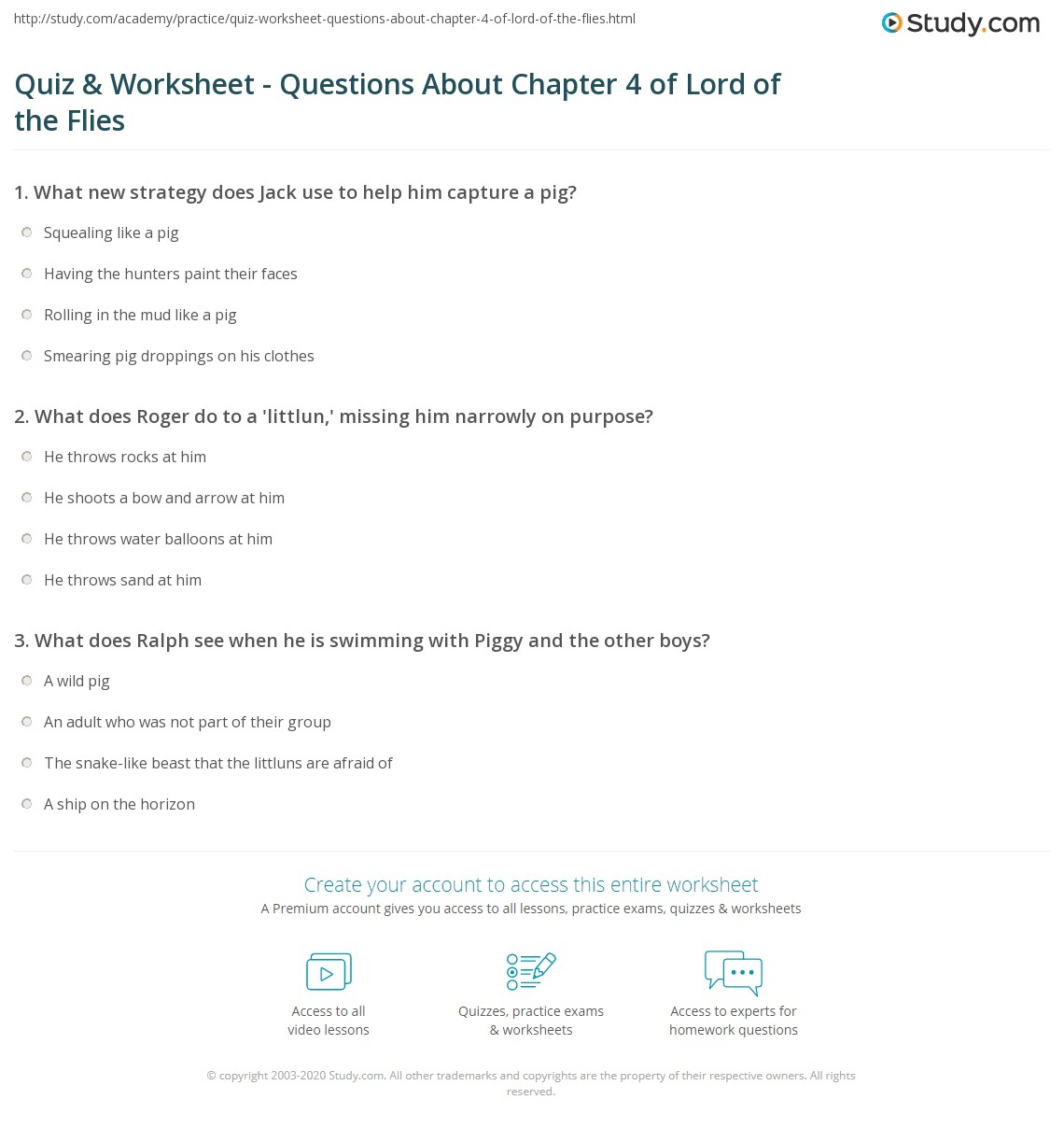 Quiz Worksheet Questions About Chapter 4 Of Lord Of The Flies Study Quiz Worksheet Questions About Chapter 4 Of Lord Of The Flies Study