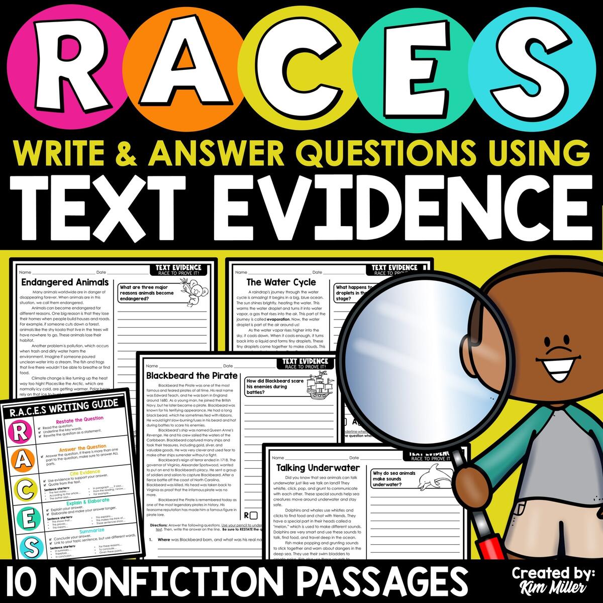 RACES Writing Strategy Passages Citing Text Evidence Worksheets Reading Passages A Love Of Teaching Kim Miller RACES Writing Strategy Passages Citing Text Evidence Worksheets Reading Passages A Love Of Teaching Kim Miller