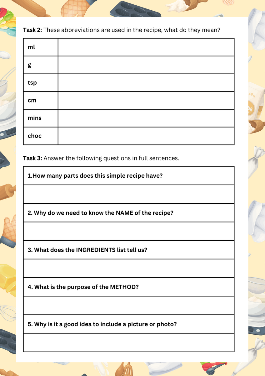 Read A Recipe Worksheets Library Read A Recipe Worksheets Library