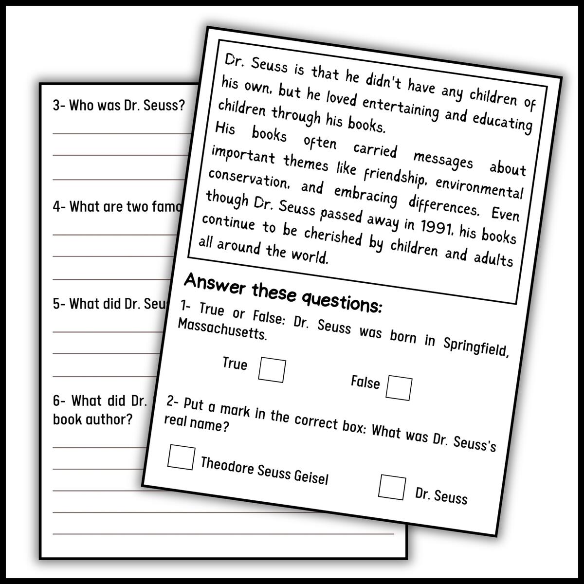 Read Across America Day Dr Seuss Reading Comprehension Passage Questions Made By Teachers Dr Seuss Reading Comprehension Passage Questions Read Across America Day Close Reading Made By Teachers