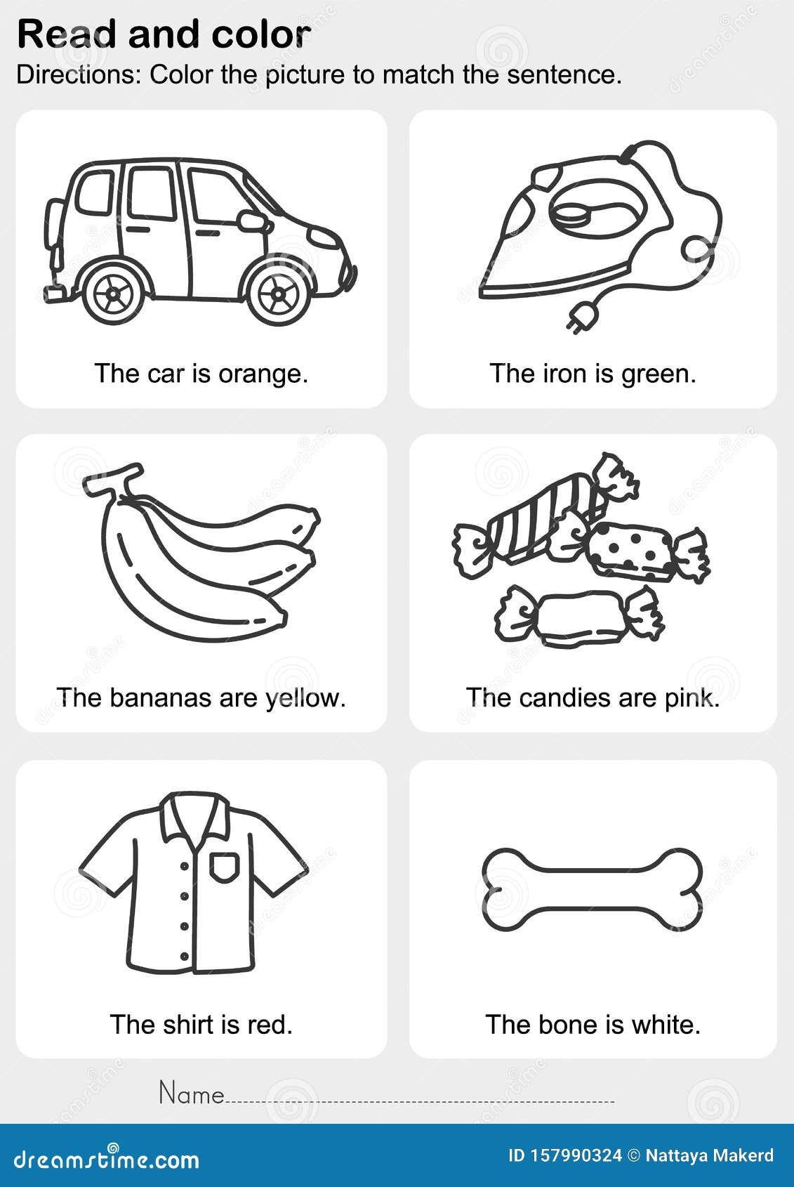 Read And Color Color The Picture To Match The Sentence Stock Vector Illustration Of Banana Cartoon 157990324