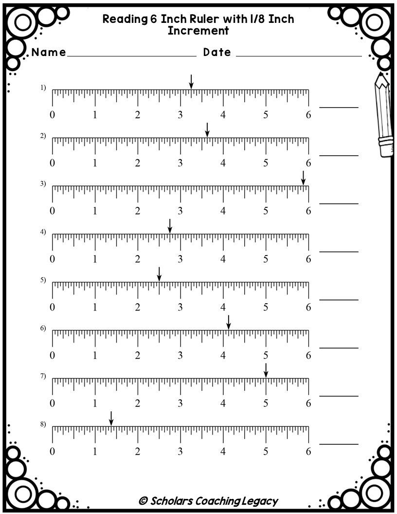Reading A 6 Inch Ruler With 1 8 Inch Increment Worksheet Math Problems Made By Teachers Reading A 6 Inch Ruler With 1 8 Inch Increment Worksheet Math Problems Made By Teachers