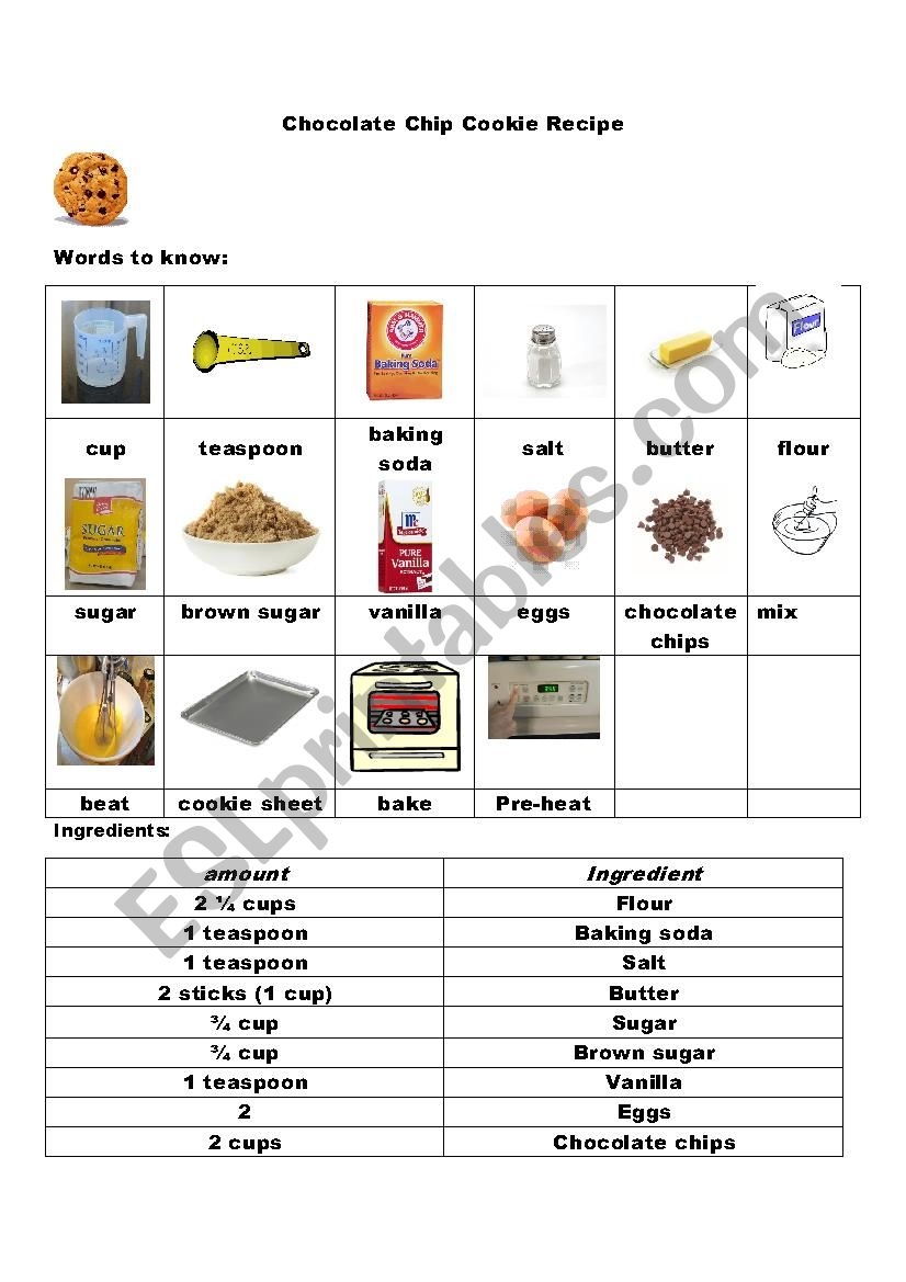 Reading A Recipe ESL Worksheet By Susmin14 Worksheets Library
