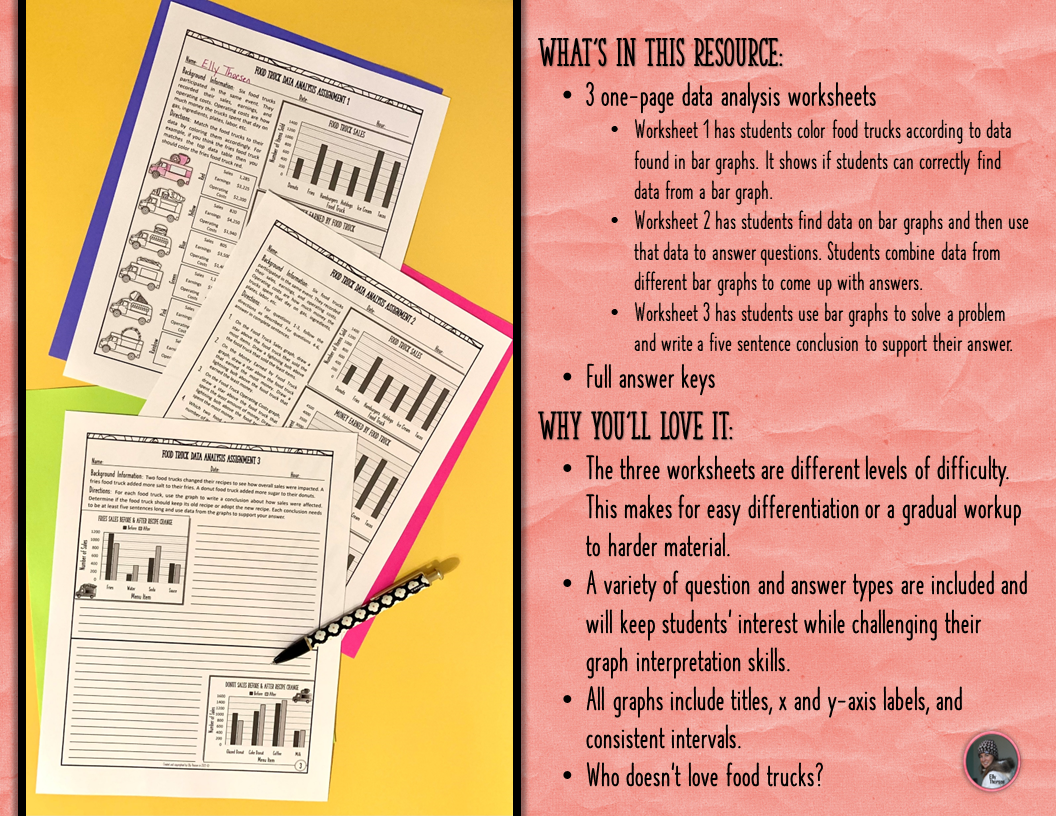 Reading And Interpreting Bar Graphs Worksheets Data Analysis With Food Trucks Classful Reading And Interpreting Bar Graphs Worksheets Data Analysis With Food Trucks Classful