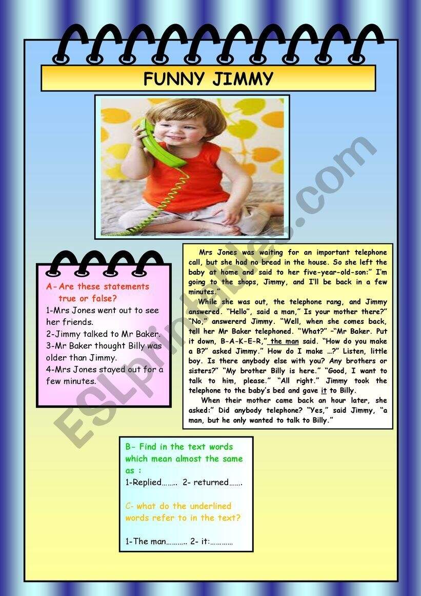 Reading Comprehension A Funny Story ESL Worksheet By Nourkadi Reading Comprehension A Funny Story ESL Worksheet By Nourkadi
