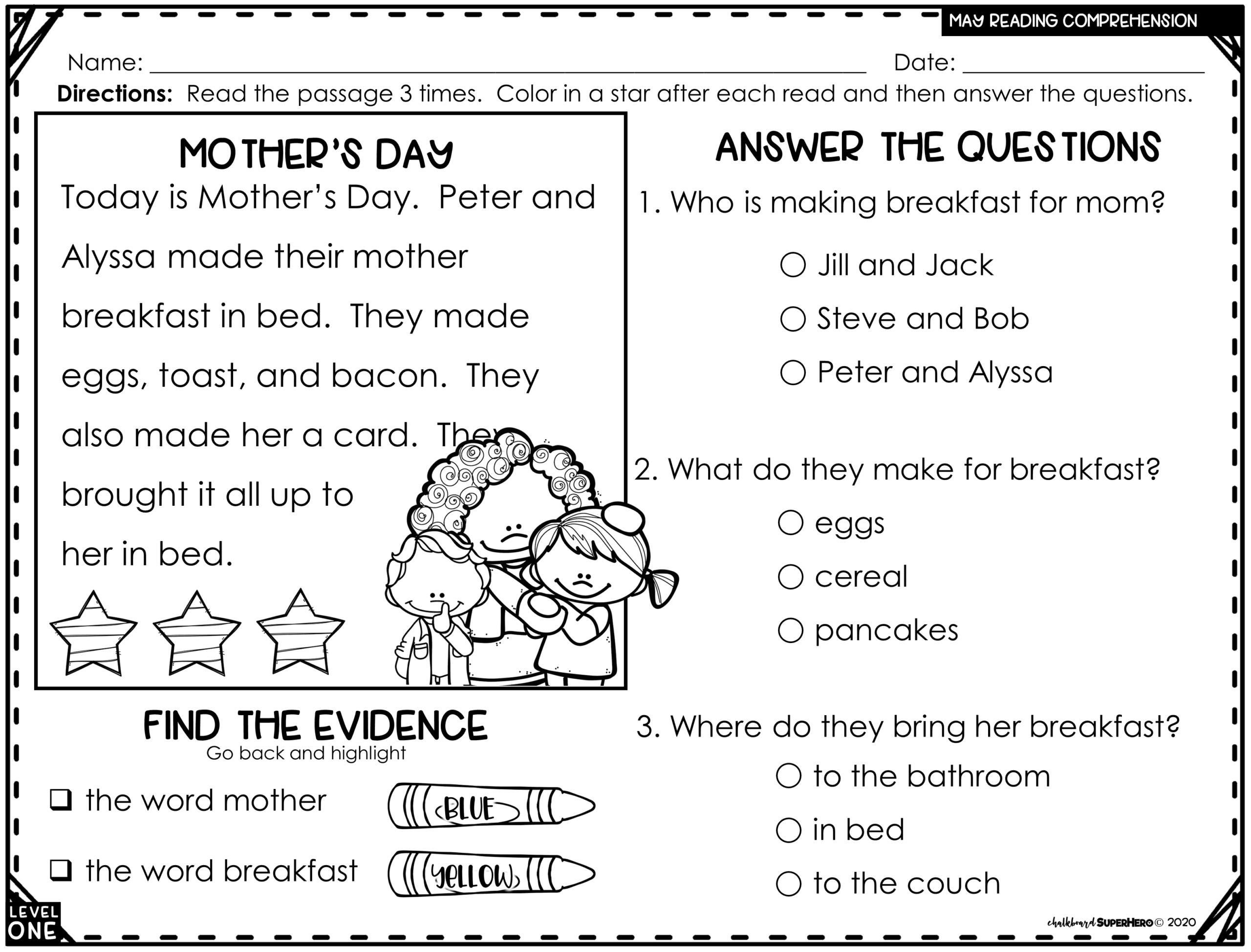 Reading Comprehension Answering WH Questions MAY 3 LEVELS Chalkboard Superhero Reading Comprehension Answering WH Questions MAY 3 LEVELS Chalkboard Superhero