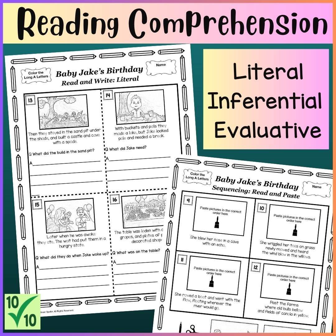 Reading Comprehension Differentiated Literal Inference Evaluative Long A Phonics Made By Teachers