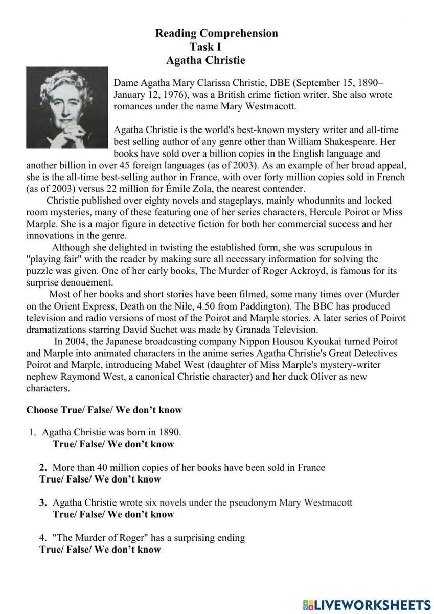 Reading Comprehension Julia Worksheets Library