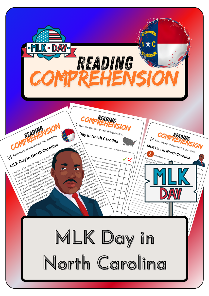 Reading Comprehension MLK Day In North Carolina Solutions Martin Luther King Day Made By Teachers