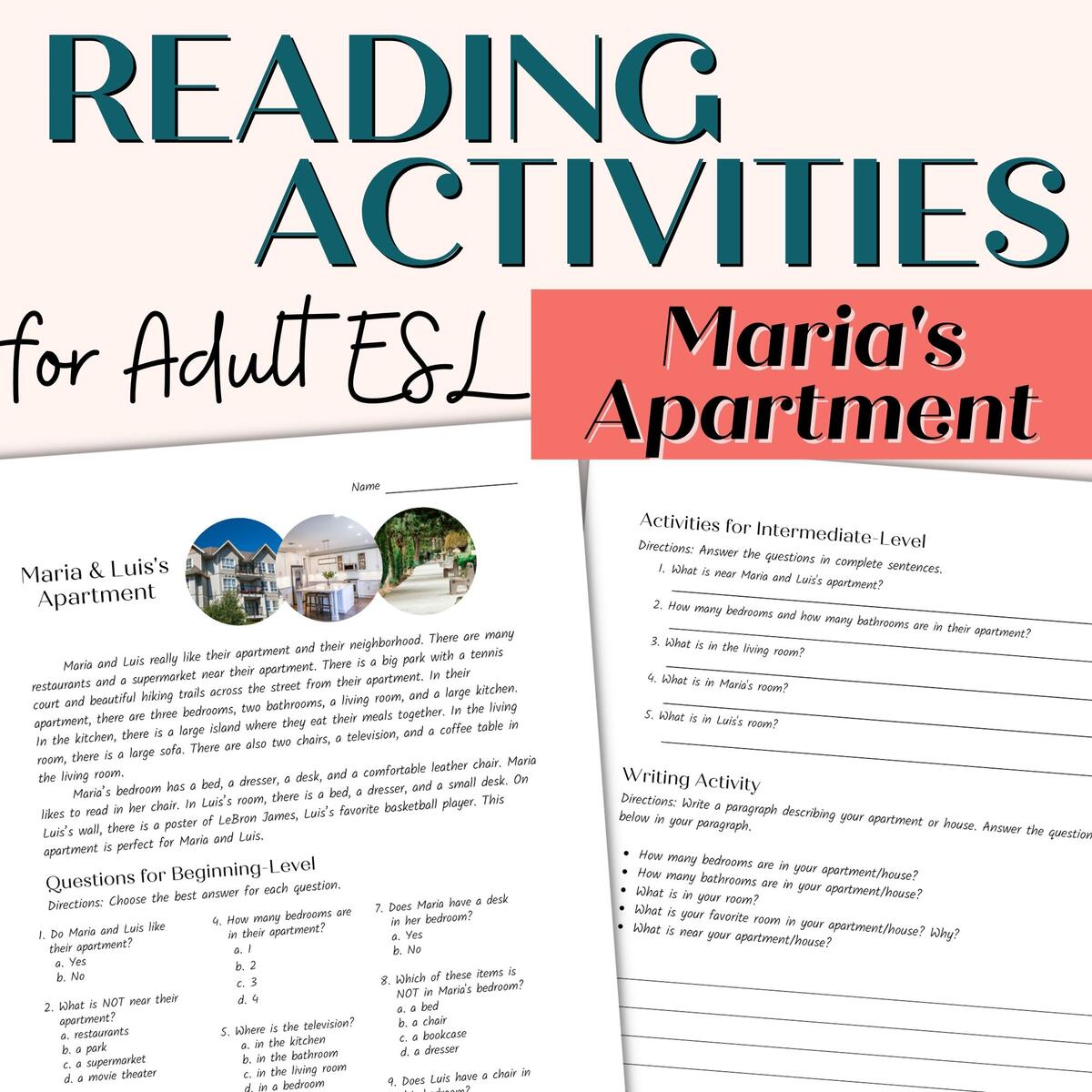 Reading Comprehension Passage And Activities For Beginner And Intermediate Adult ESL Maria S Apartment Classful Reading Comprehension Passage And Activities For Beginner And Intermediate Adult ESL Maria S Daily Routine Classful