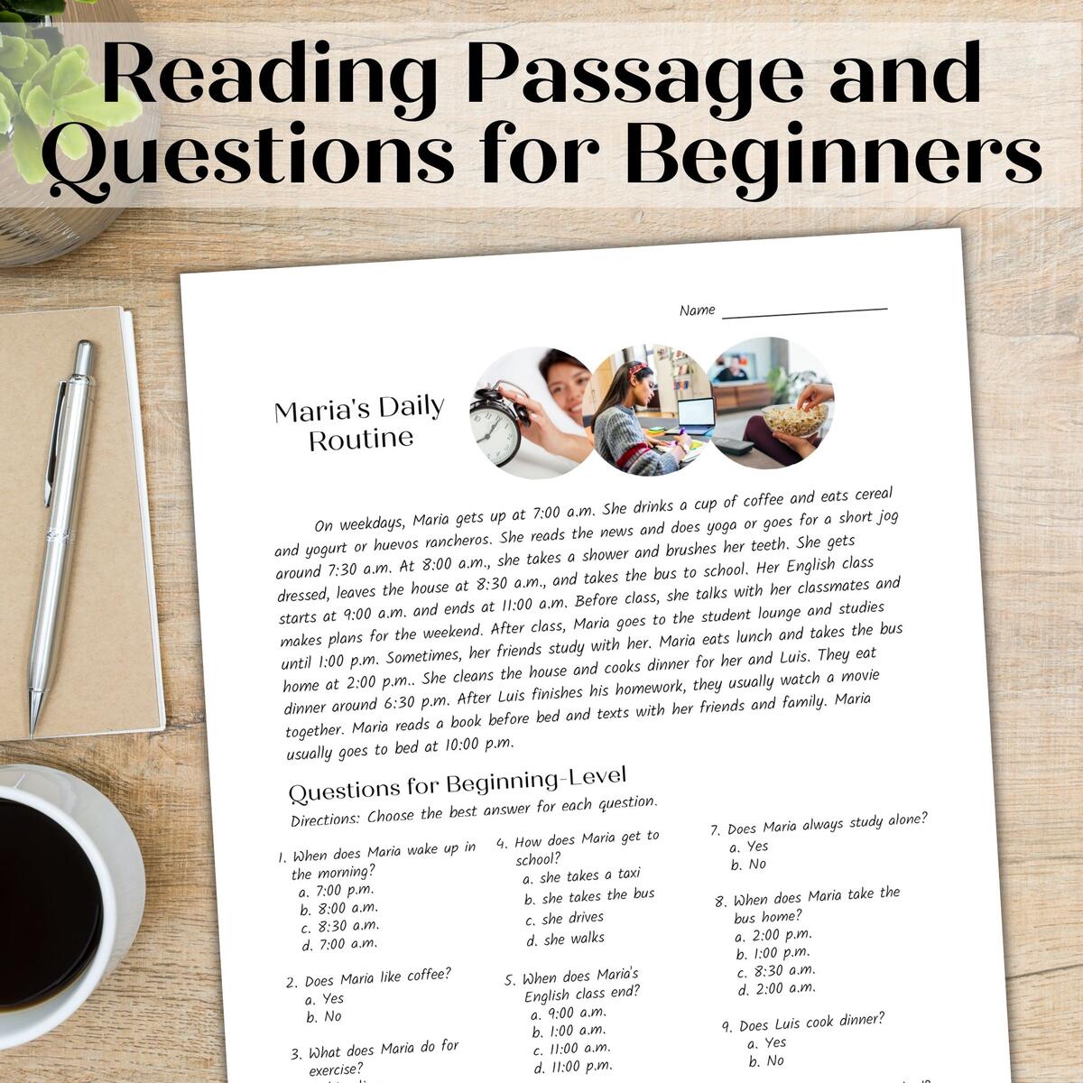 Reading Comprehension Passage And Activities For Beginner And Intermediate Adult ESL Maria S Daily Routine Classful Reading Comprehension Passage And Activities For Beginner And Intermediate Adult ESL Maria S Daily Routine Classful