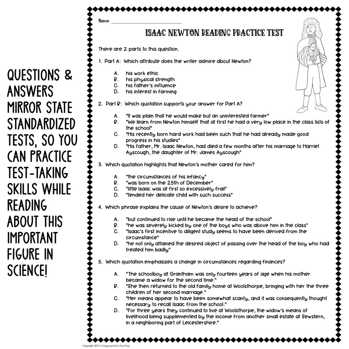 Reading Comprehension Passage Questions Test Isaac Newton Informational Text Made By Teachers Reading Comprehension Passage Questions Test Isaac Newton Informational Text Made By Teachers
