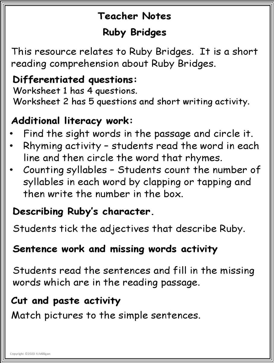 Reading Comprehension Passage Questions Worksheets Ruby Bridges Black History Month Teaching Resources Reading Comprehension Passage Questions Worksheets Ruby Bridges Black History Month Teaching Resources