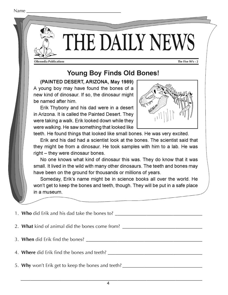 Reading Comprehension Passages 5W S Short Stories Made By Teachers Reading Comprehension Worksheets Online Or Printable