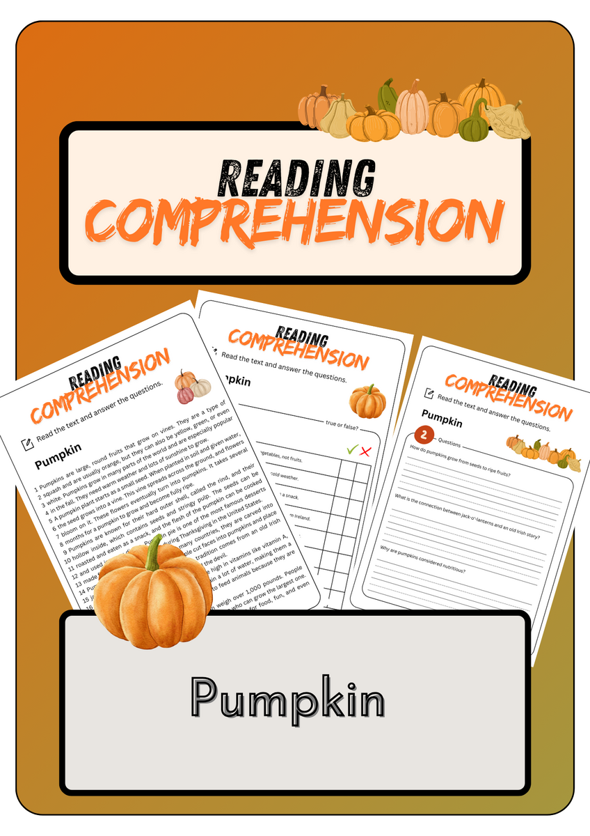 Reading Comprehension Pumpkin Solutions Made By Teachers