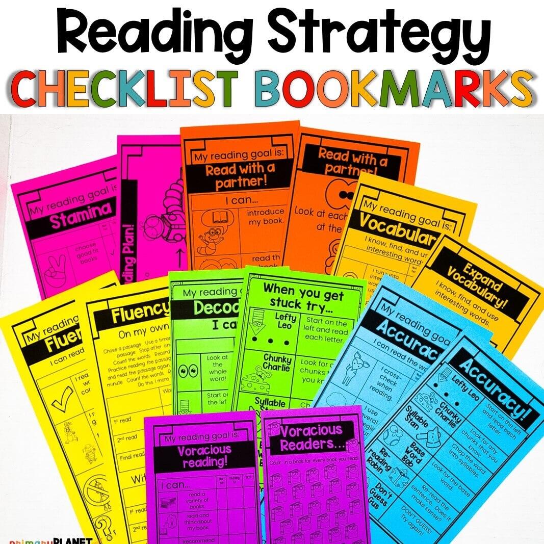 Reading Comprehension Strategies And Fun Reading Goal Setting Bookmarks Primary Planet