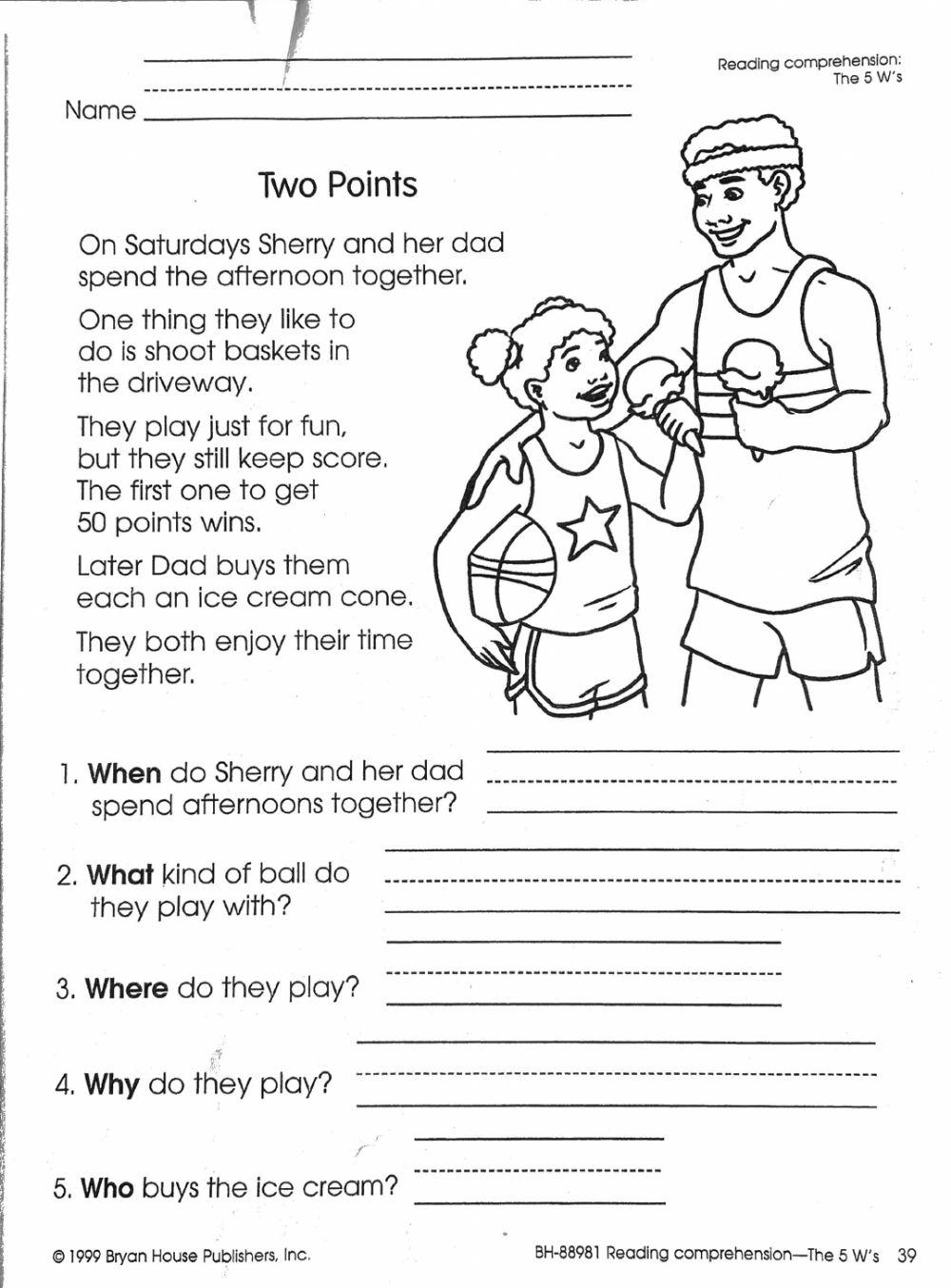 Who What When Where And Why Worksheet For 1st Grade Free Printable