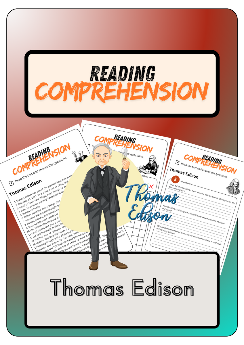 Reading Comprehension Thomas Edison Solutions 1 Made By Teachers Reading Comprehension Thomas Edison Solutions 1 Made By Teachers