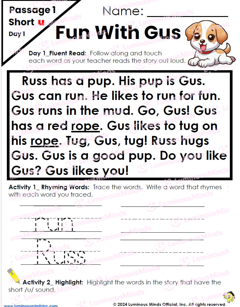 Reading Comprehension Worksheets Decodable Passages Repeated Readings Fluency Building Set 5 Fun With Gus Short U Reading Comprehension Worksheets Decodable Passages Repeated Readings Fluency Building Set 5 Fun With Gus Short U