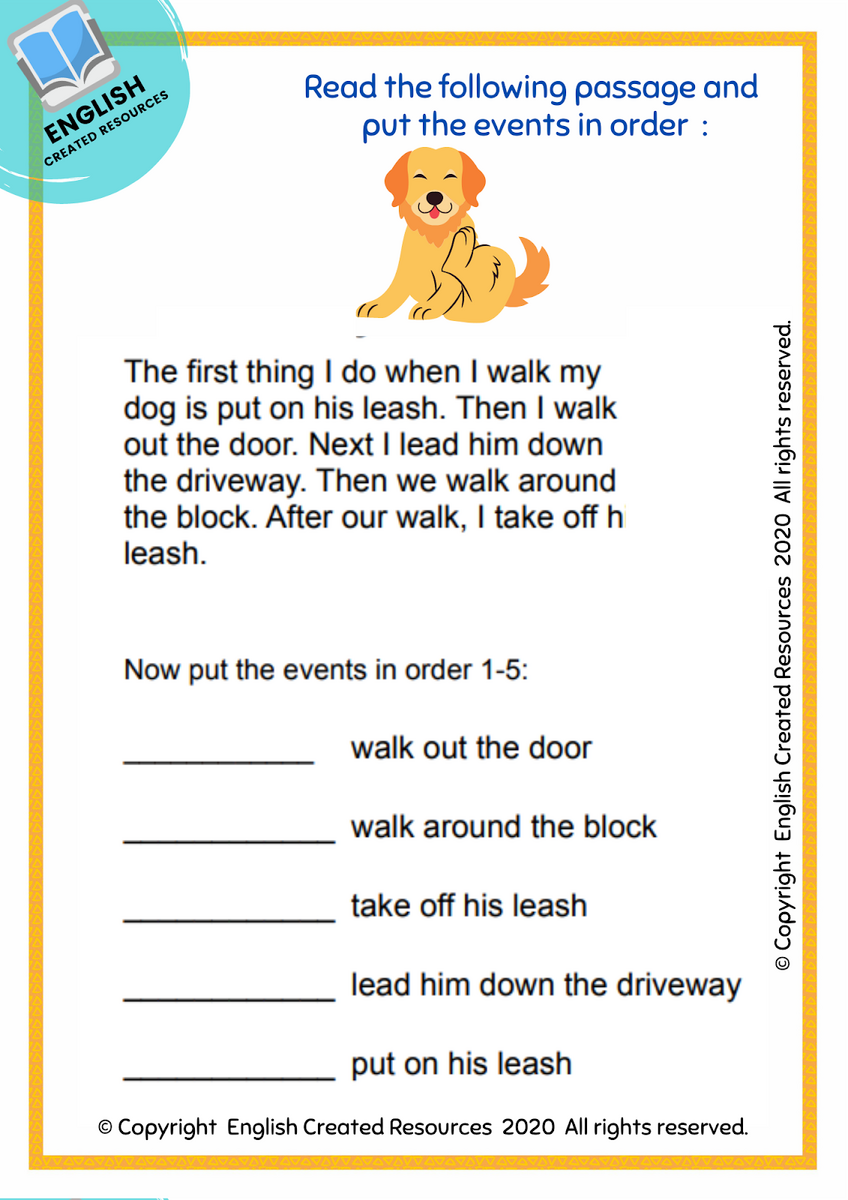 Reading Comprehension Grade 1 English Created Resources Worksheets Library