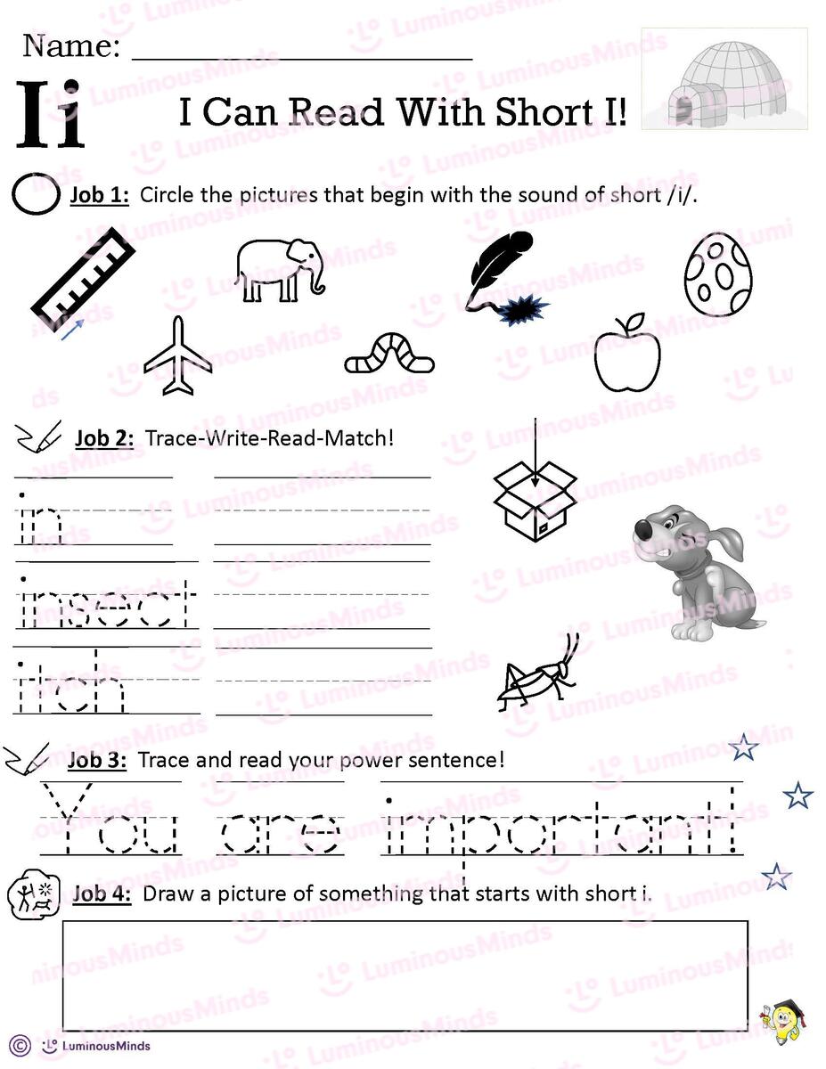 Reading Comprehension Worksheets I Can Read With Short I