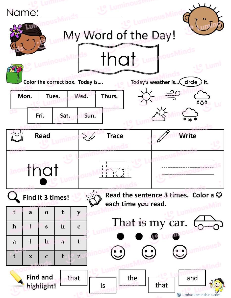 Reading Comprehension Worksheets My Word Of The Day That Reading Comprehension Worksheets My Word Of The Day That
