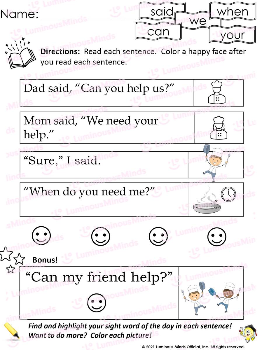 Reading Comprehension Worksheets Reading Review 8 Said Can We When Your Reading Comprehension Worksheets Reading Review 8 Said Can We When Your