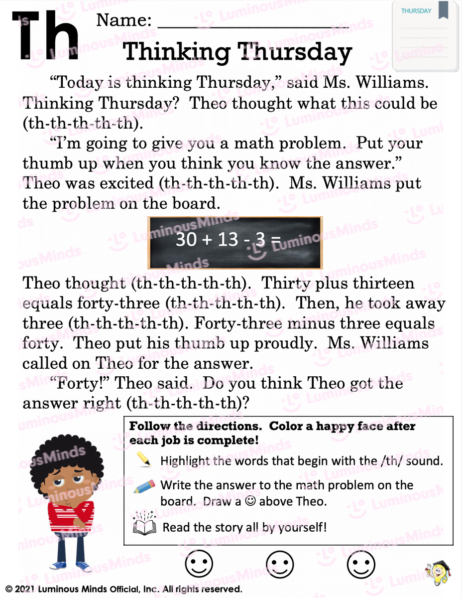 Reading Comprehension Worksheets Thinking Thursday Reading Practice With Digraph Th