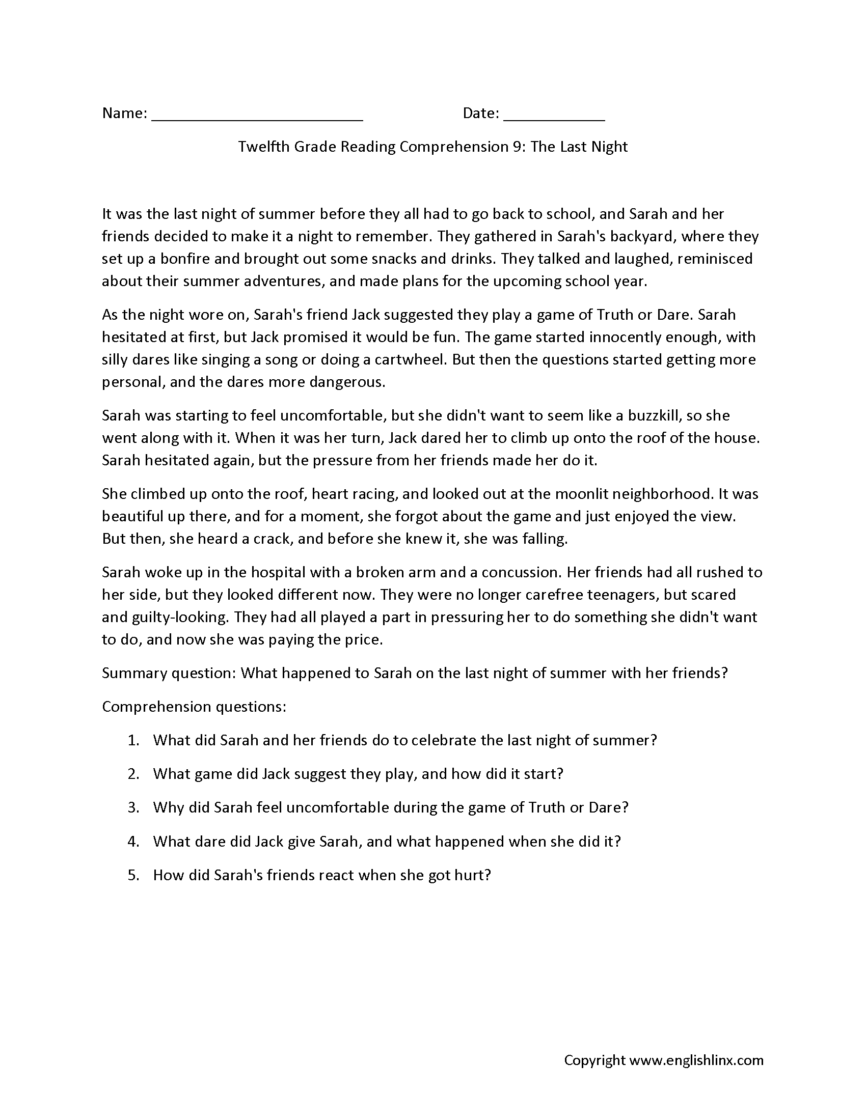 Reading Comprehension Worksheets Twelfth Grade Reading Comprehension Worksheets Reading Comprehension Worksheets Twelfth Grade Reading Comprehension Worksheets