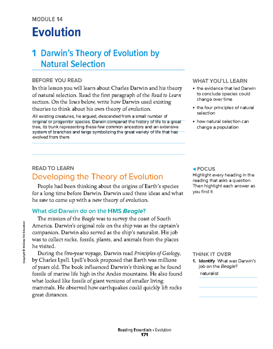 Reading Essentials Darwin S Evolution Theory Overview Biology 101 Studocu Reading Essentials Darwin S Evolution Theory Overview Biology 101 Studocu