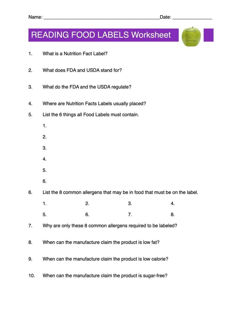 Reading Food Labels Content Sheet Worksheet And Answer Key Made By Teachers Reading Food Labels Content Sheet Worksheet And Answer Key Made By Teachers