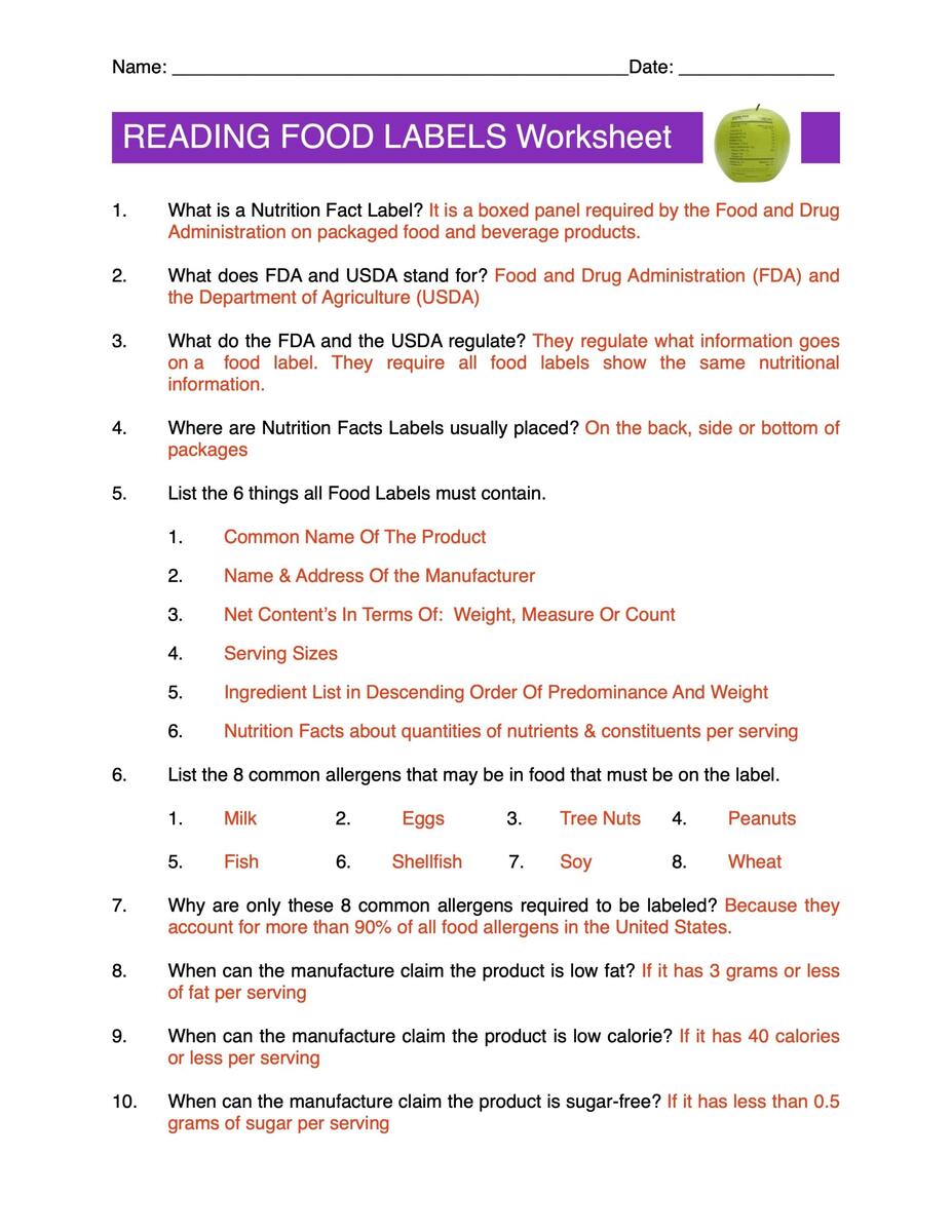 Reading Food Labels Content Sheet Worksheet And Answer Key Worksheets Library Reading Food Labels Content Sheet Worksheet And Answer Key Worksheets Library