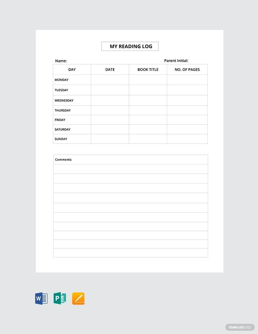 Reading Log Templates In Google Docs To Download