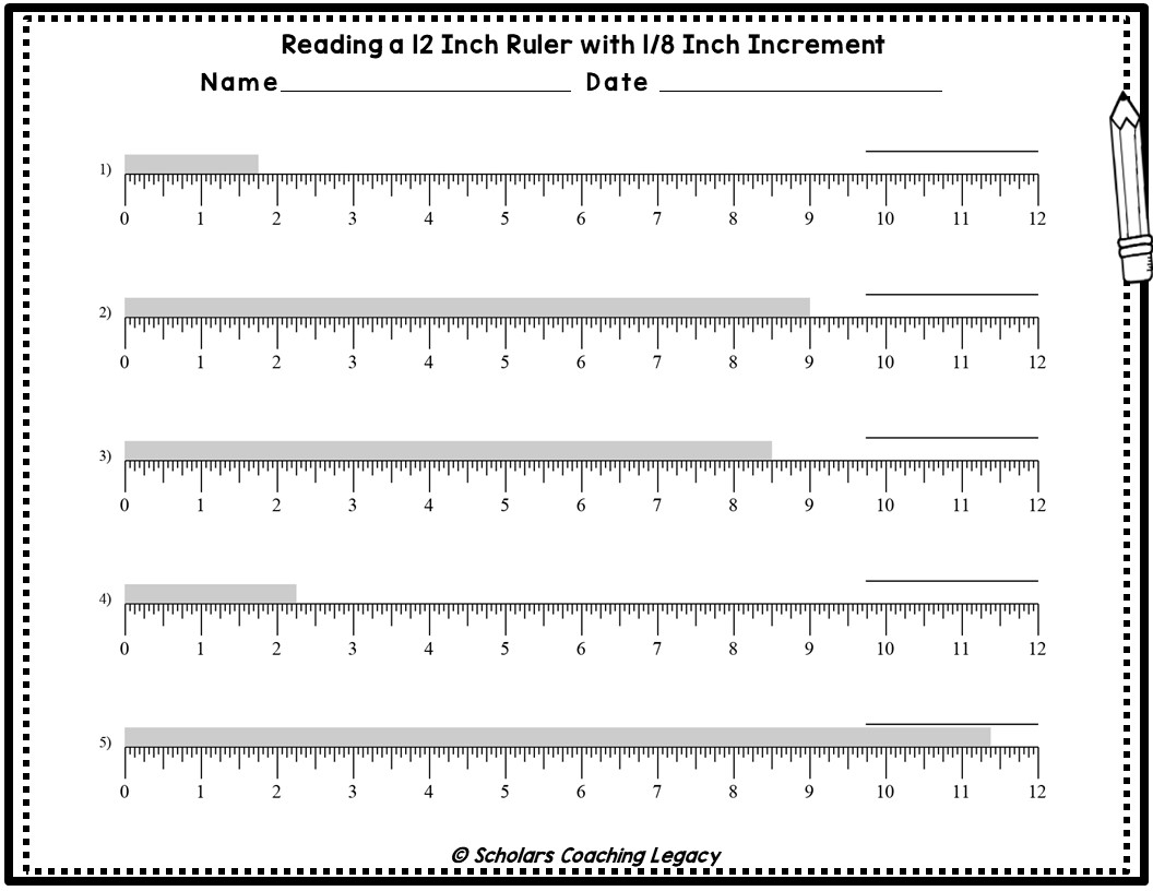 Reading On 12 Inch Ruler With 1 8 Inches Increments Worksheet Math Problems Made By Teachers