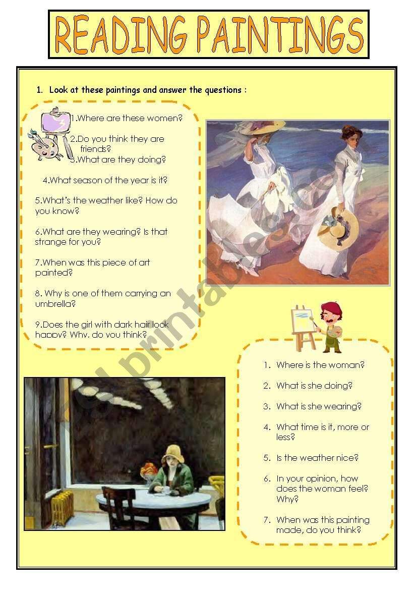 Reading Paintings ESL Worksheet By Marta73