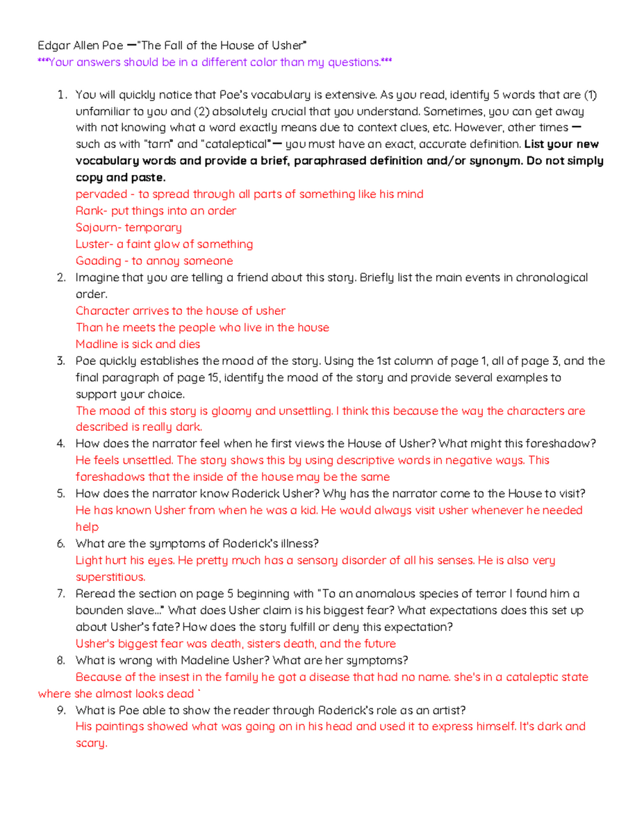 Reading Questions For The Fall Of The House Of Usher ENG 102 Studocu Reading Questions For The Fall Of The House Of Usher ENG 102 Studocu