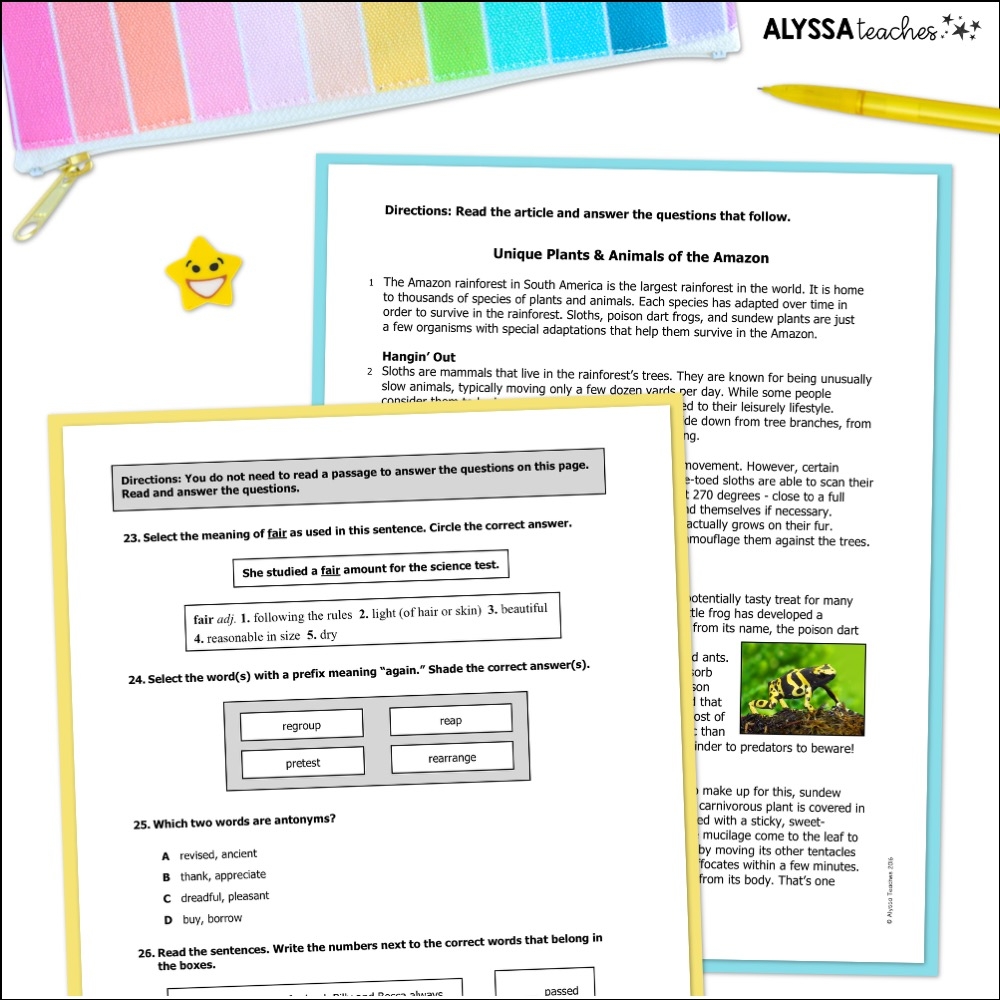 Reading SOL Practice Passages For 4th Grade Alyssa Teaches