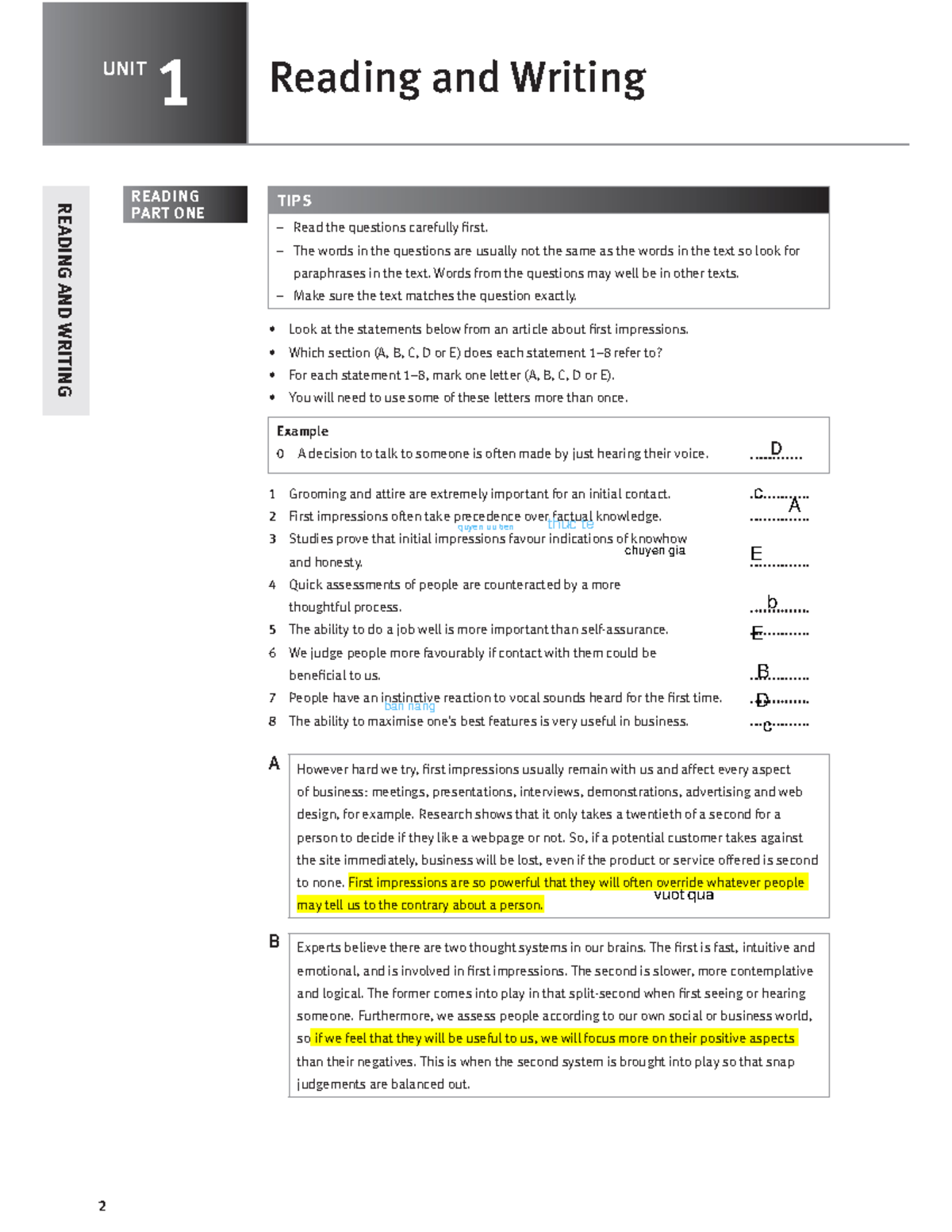 Reading Strategies And Tips For Effective Writing Unit 1 Studocu