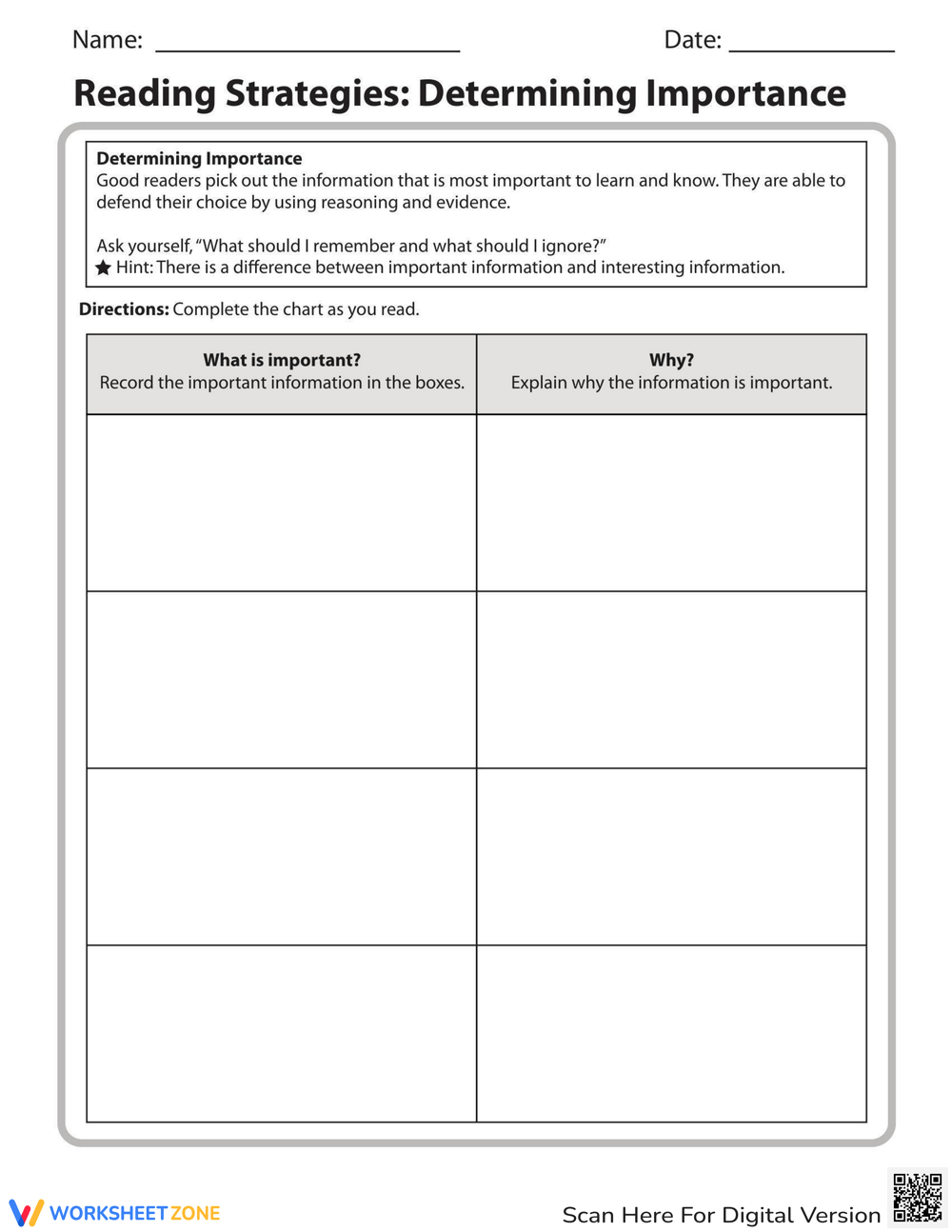 Reading Strategies Comprehension Worksheet