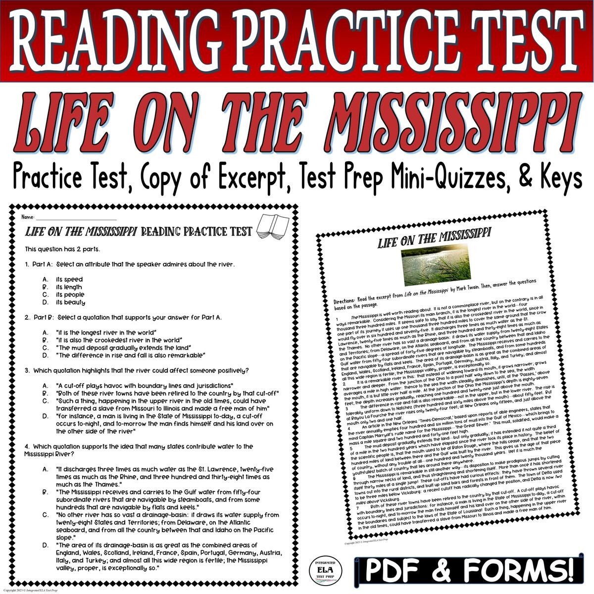 Reading Test Prep PRACTICE TEST Standardized Test Practice Mark Twain Made By Teachers Reading Test Prep PRACTICE TEST Standardized Test Practice Mark Twain Made By Teachers