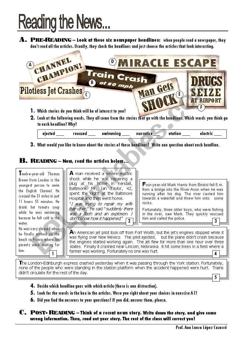 Reading The News ESL Worksheet By Allyana