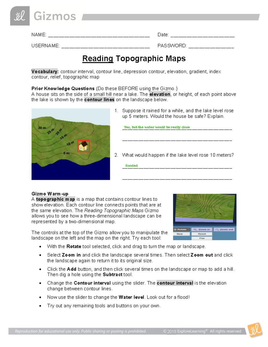 Reading Topographic Maps Gizmo Activity And Vocabulary Notes Studocu