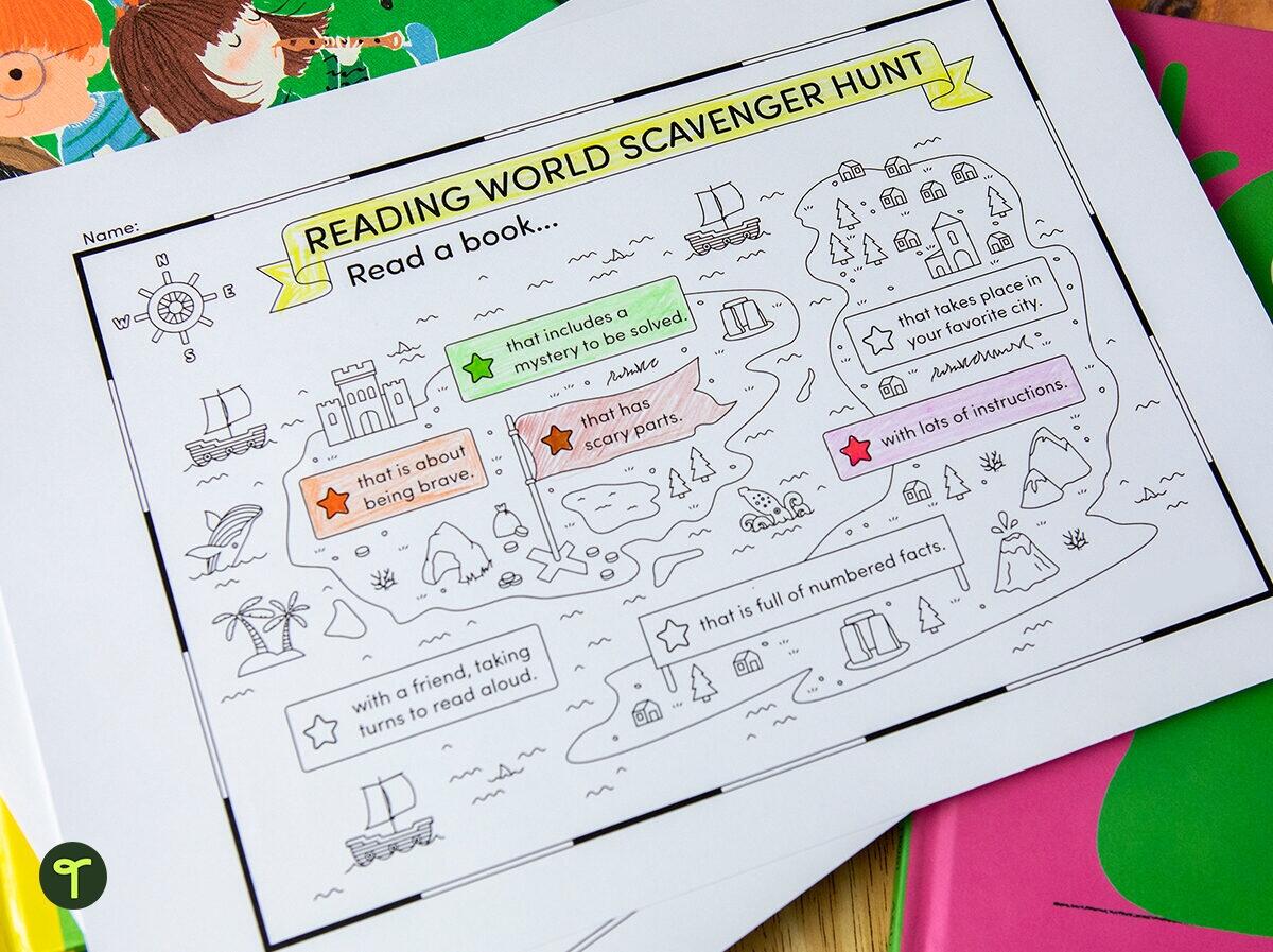 Reading World Scavenger Hunt Teach Starter FREE Printable Reading Scavenger Hunt Library Activities For Kids