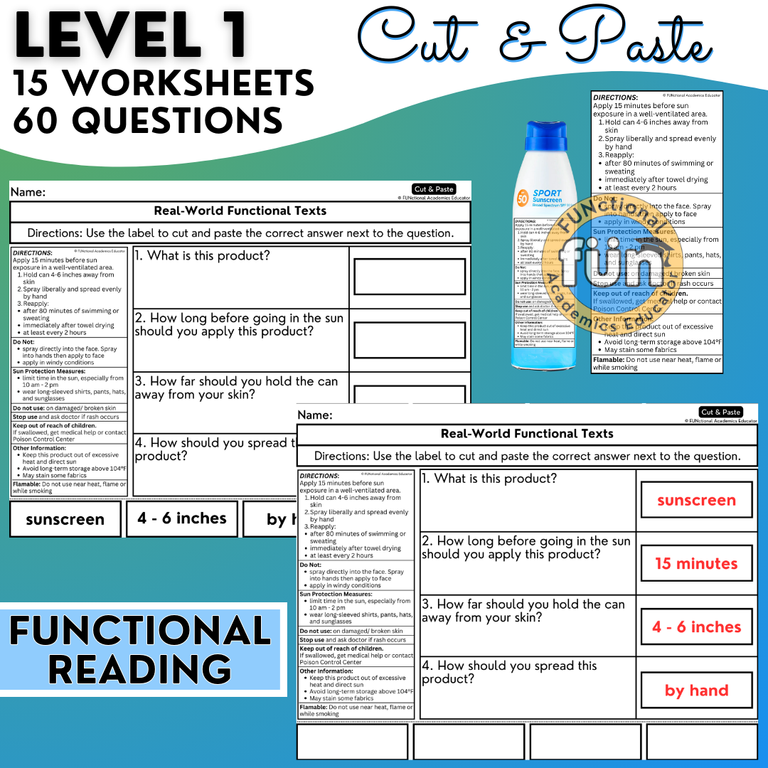 Real World Functional Texts Documents 5 Reading Comprehension Worksheets Classful