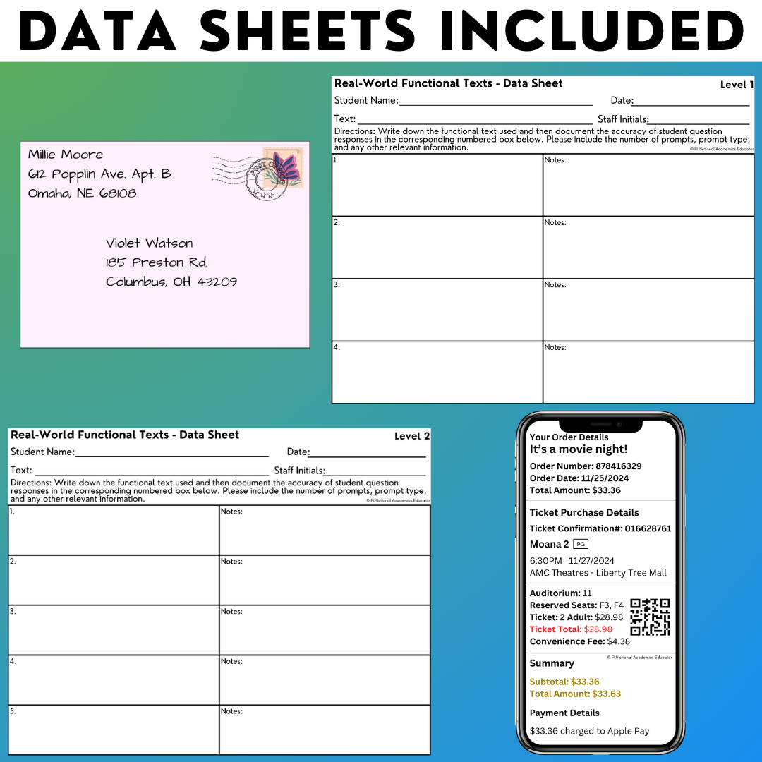 Real World Functional Texts Documents 5 Reading Comprehension Worksheets Classful